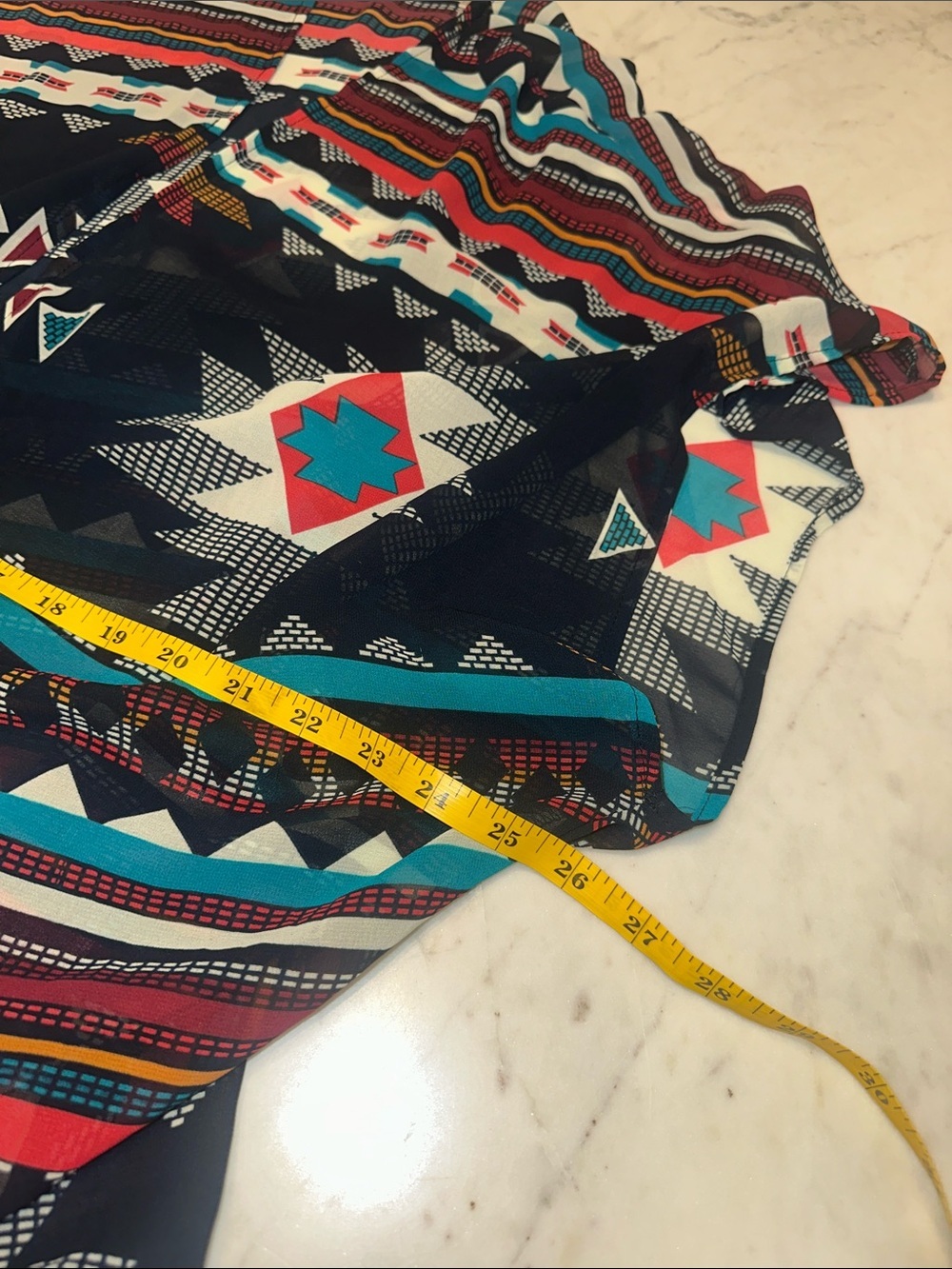 Lightweight Aztec Print Kimono Cardigan - Black & Teal Xhilaration size XS - Picture 6 of 7